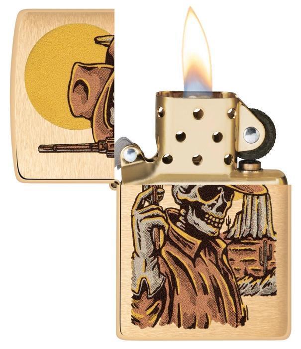 Zippo Wild West Skeleton Brushed Brass Windproof Lighter