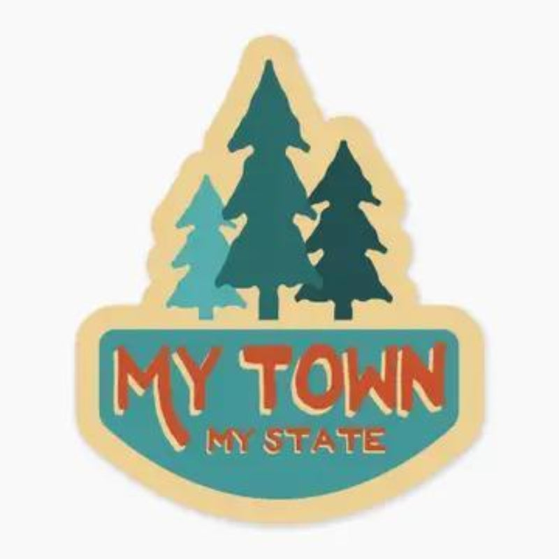 Nice Enough Stickers Retro Trees - 3" Name Drop Sticker | Barcoded | Custom, non-returnable item: Leavenworth WA
