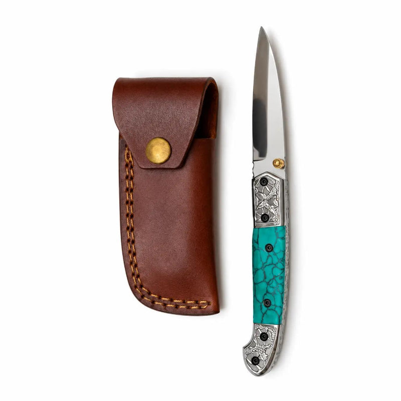Titan International Titan Turquoise Legacy Limited Edition D2 Folding Knife
with Genuine Stone Handle