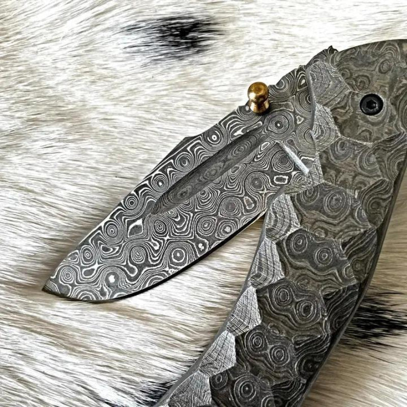 Titan Full Damascus Steel Folding Knife