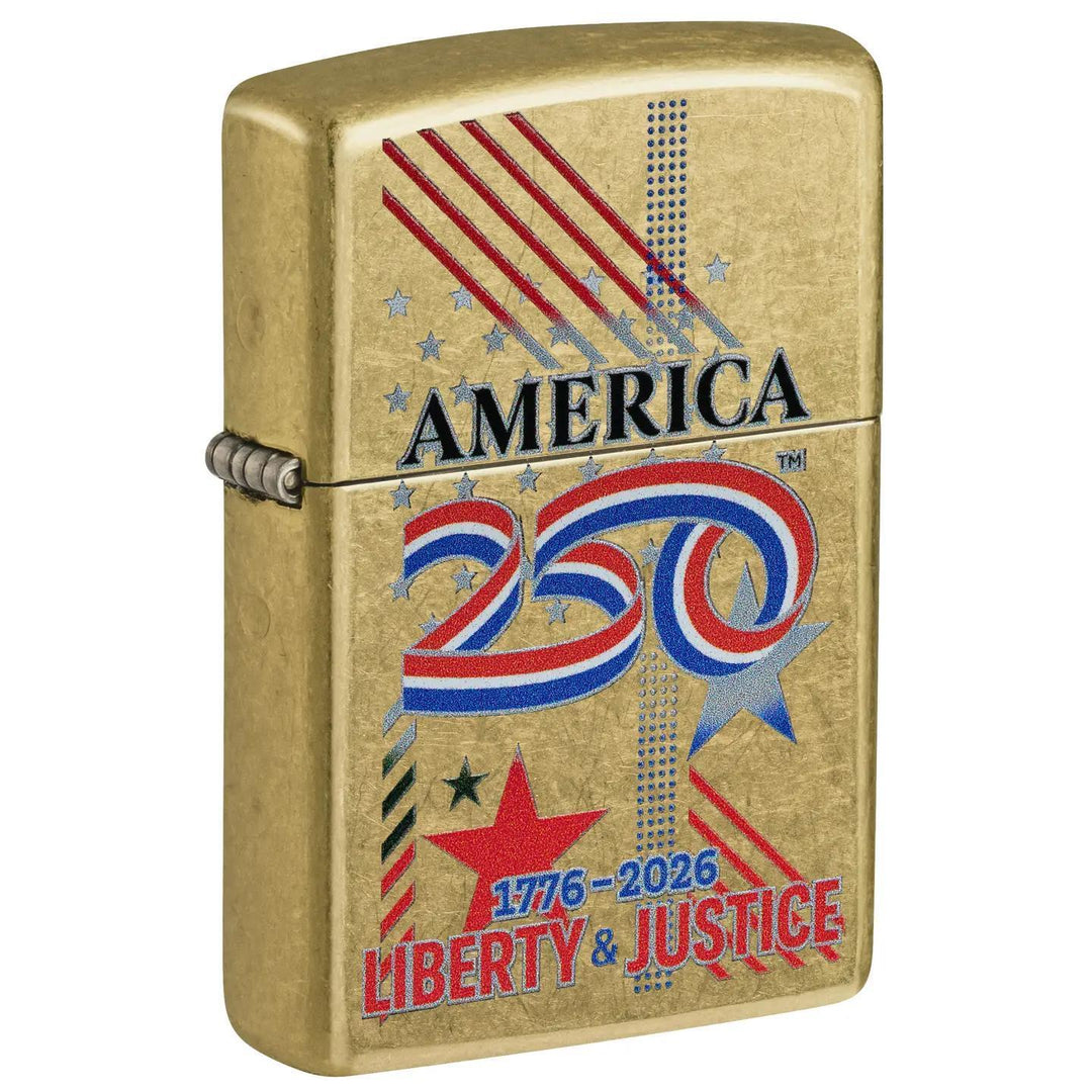 Zippo America250 Liberty &amp; Justice Street Brass Lighter