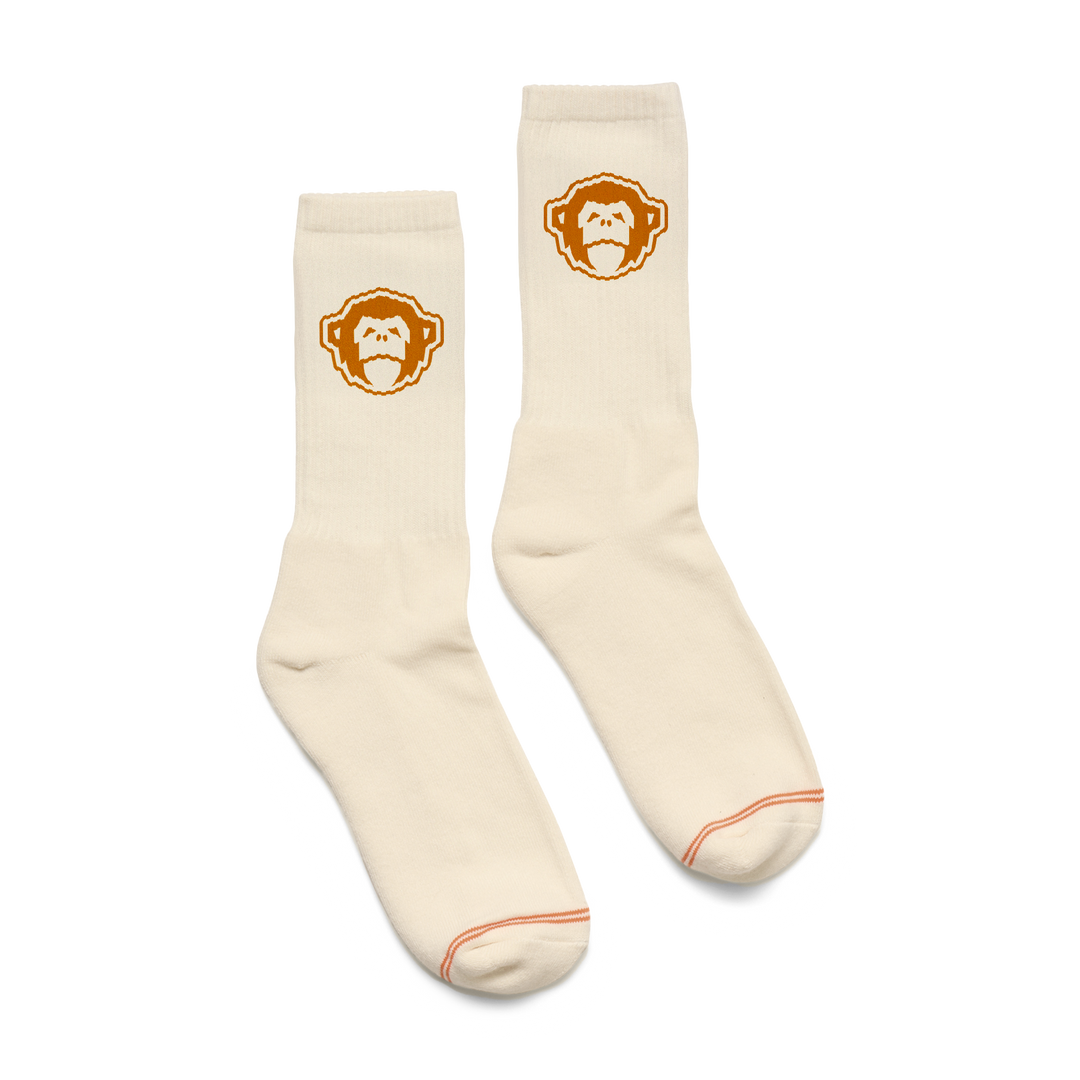 Socks - El Mono : White / Orange