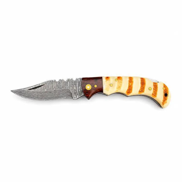 Titan Ivory Ridge Damascus Folding Knife