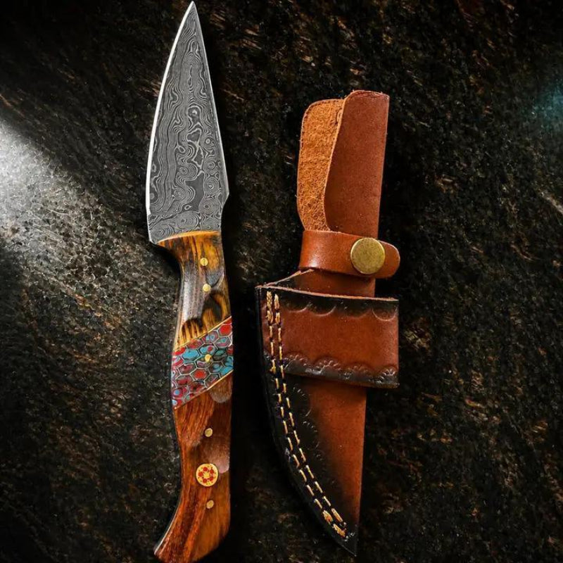 Titan "Painted Mesa" Damascus Hunting Knife – Cocobolo