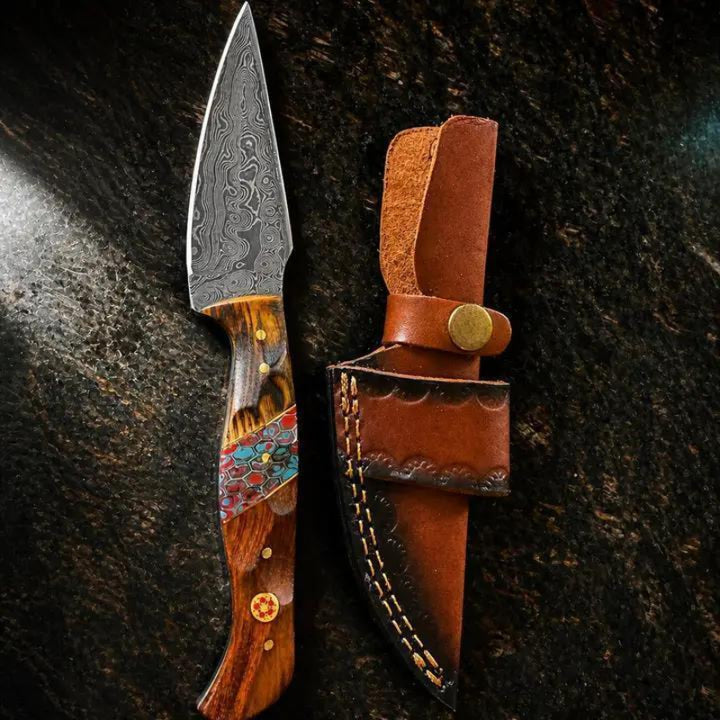 Titan "Painted Mesa" Damascus Hunting Knife – Cocobolo