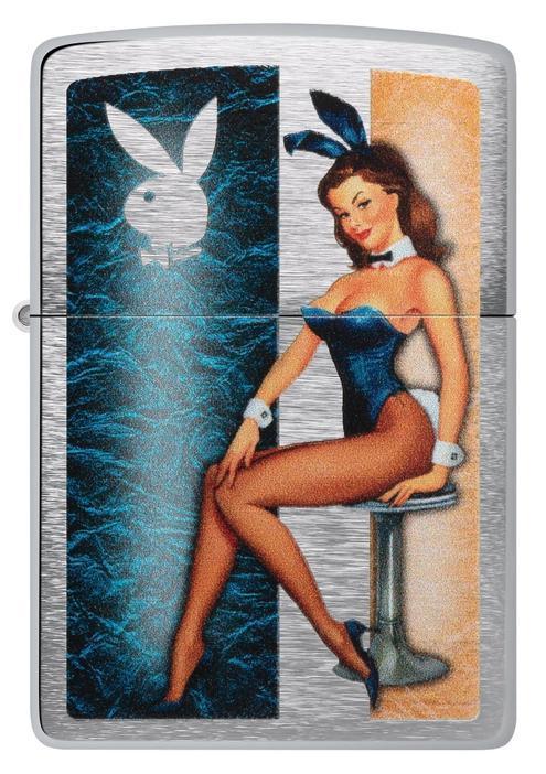 Zippo Playboy Pinup Design Brushed Chrome Windproof Lighter