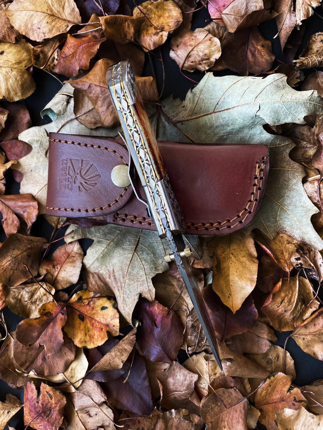 American Eagle Burnt Damascus EDC Folding Blade