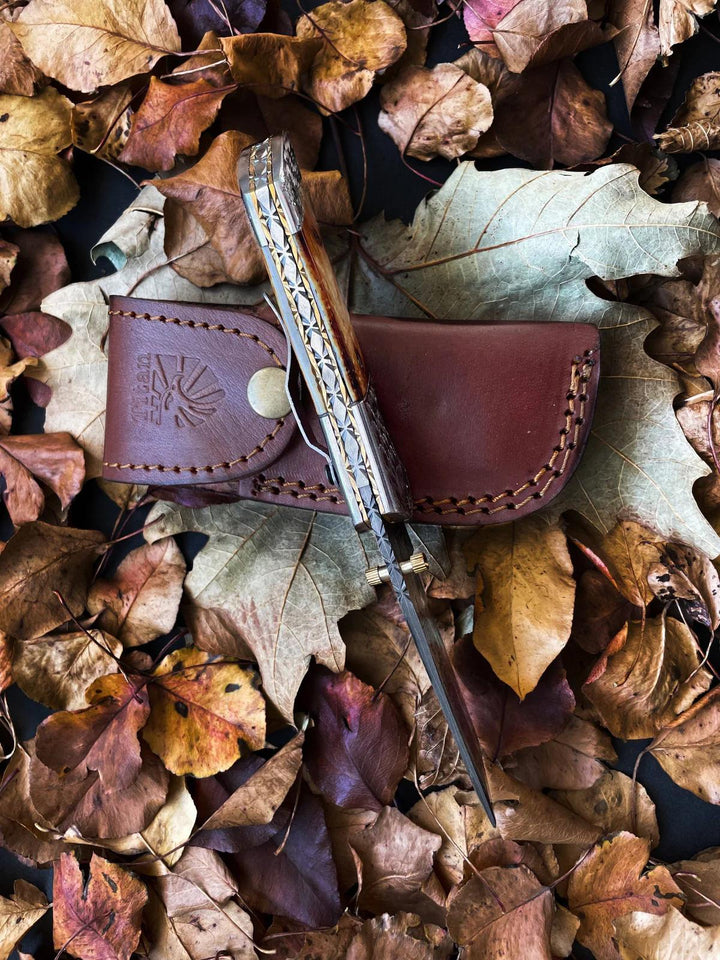 American Eagle Burnt Damascus EDC Folding Blade