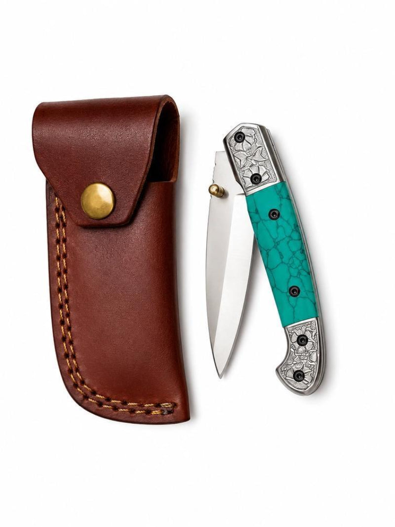 Titan International Titan Turquoise Legacy Limited Edition D2 Folding Knife
with Genuine Stone Handle