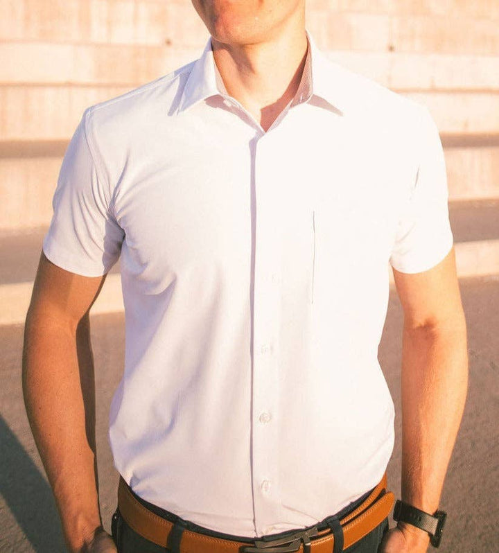 White Hustle Dress Shirt - Short Sleeve