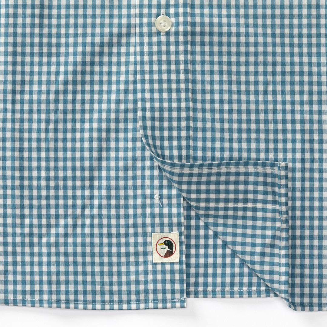 Duck Head Performance Poplin Walton Gingham Shirt - Aegean Blue