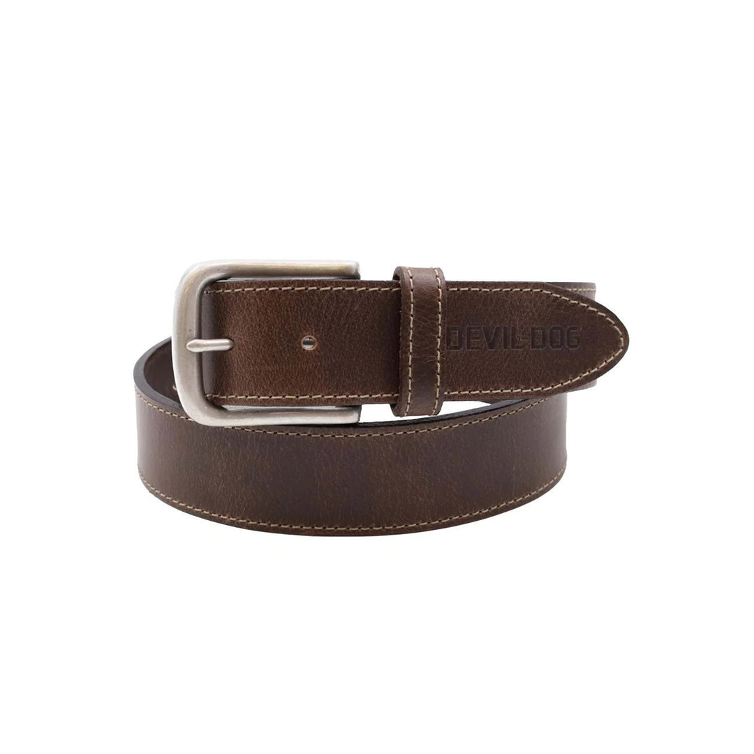 Devil-Dog Leather Belt - Brown with Nickel Buckle