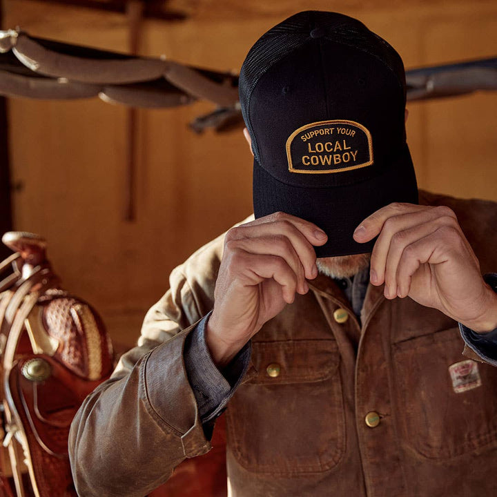 Support Your Local Cowboy Trucker Hat - Black