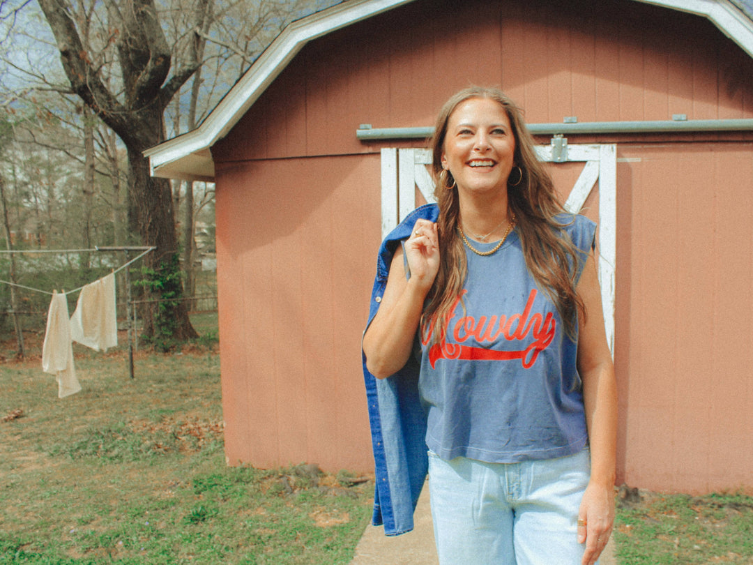 Howdy, Western Vintage Cropped Muscle Tank