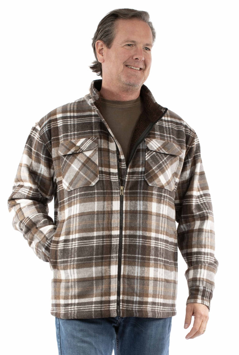 Brushed Flannel Zip Front Jacket