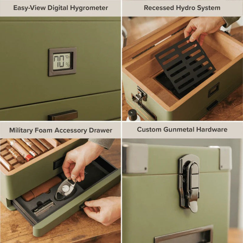 Military Glass Top Humidor 