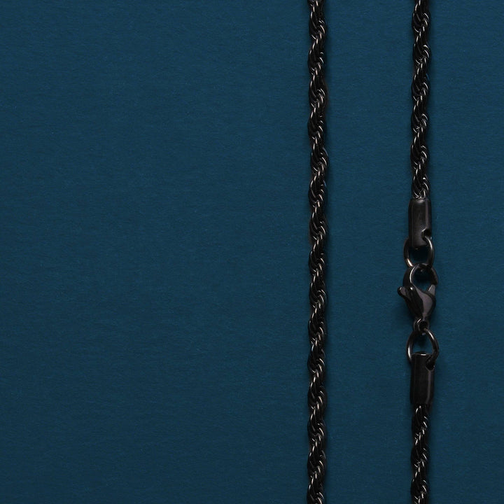Stainless steel black rope chain necklace for men