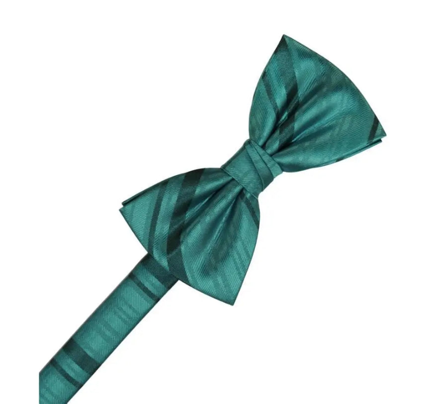 Striped Satin Bow Tie - Pre-Tie