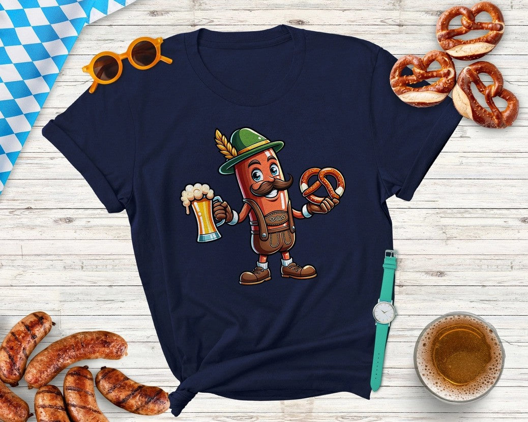 Funny Oktoberfest Sausage Lederhosen Men T-Shirt