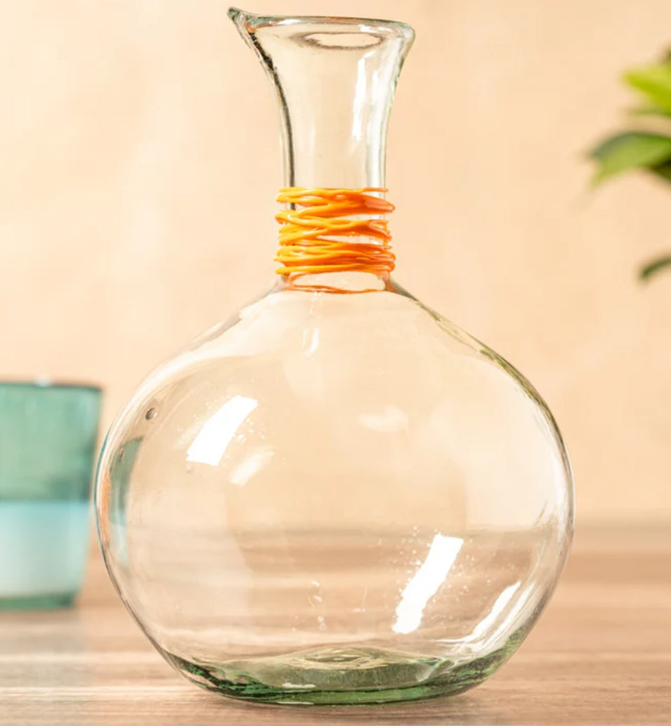 Verve Culture Glass Carafe in Orange Swirl