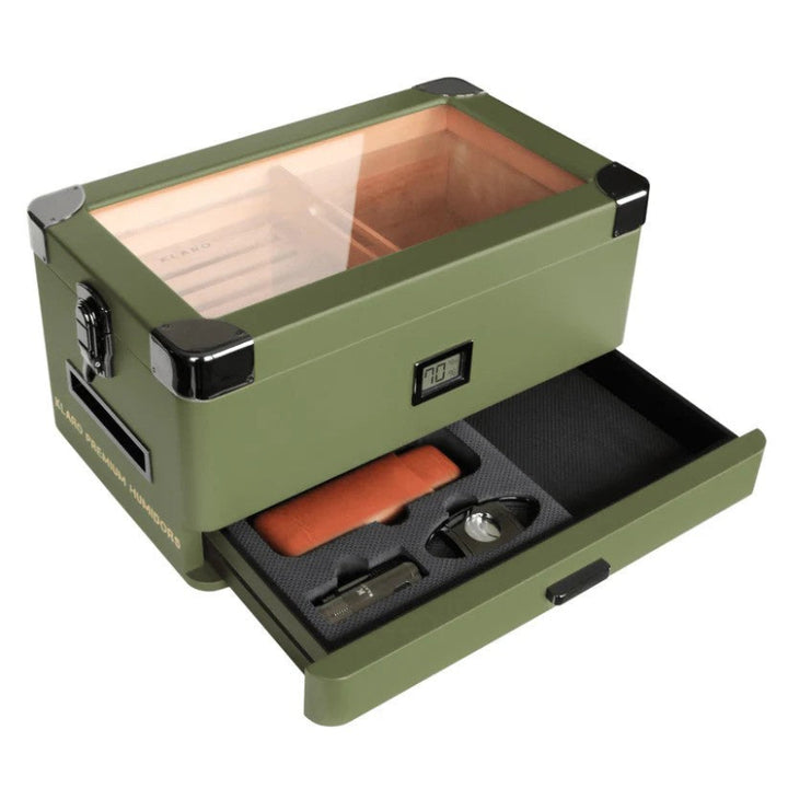 Military Glass Top Humidor 