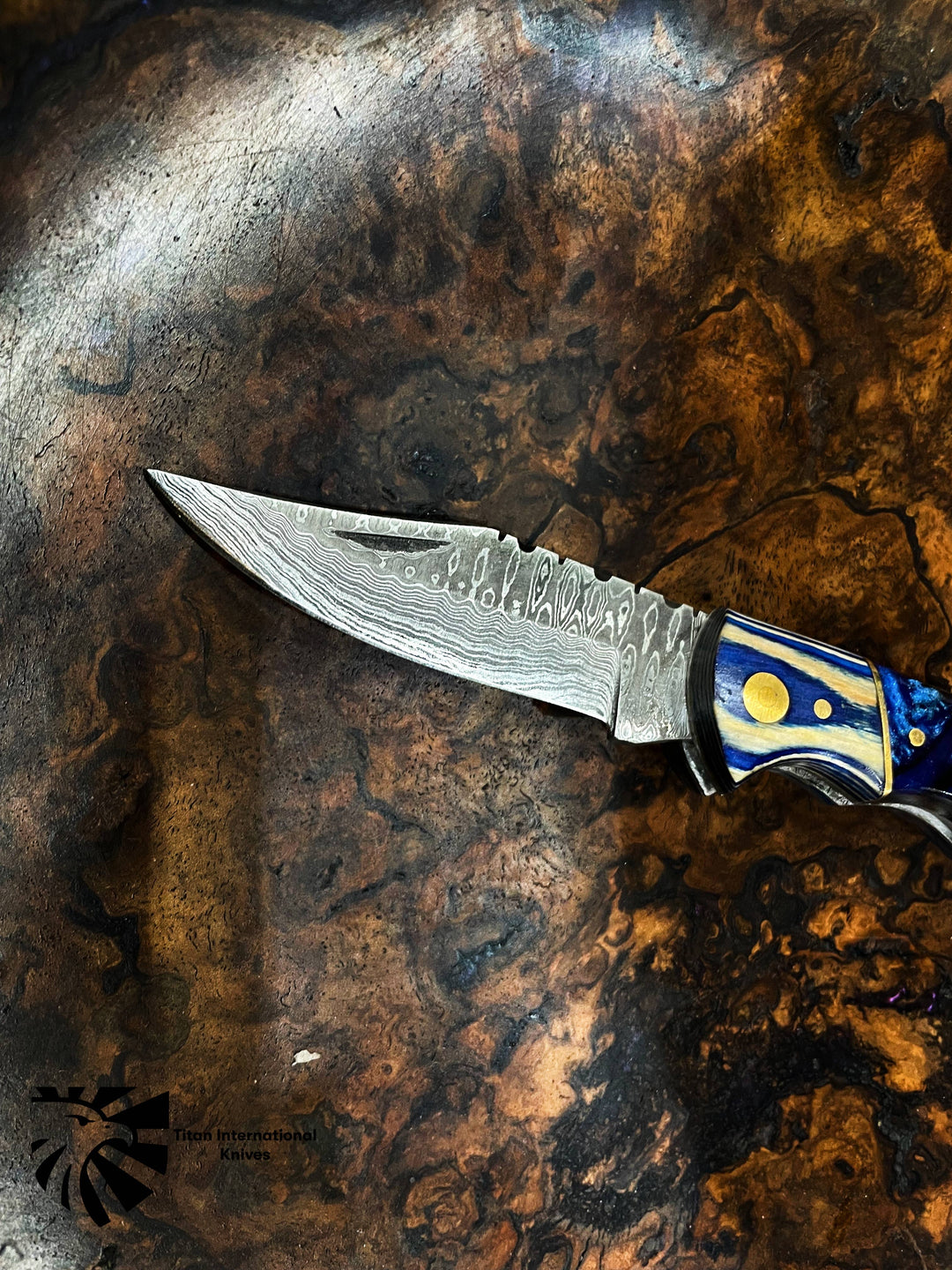 Titan Celestial Damascus Pocket Knife