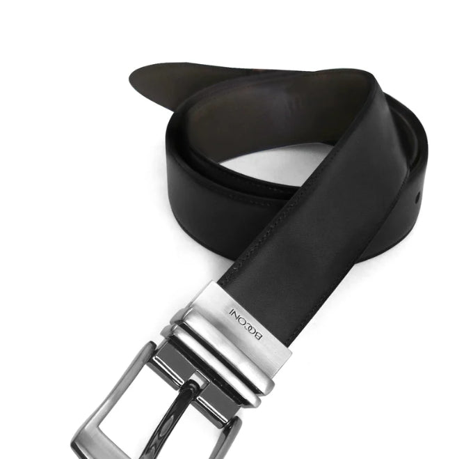 Boconi Mason Reversible Cognac/Brown Leather Belt With Metal Keepers