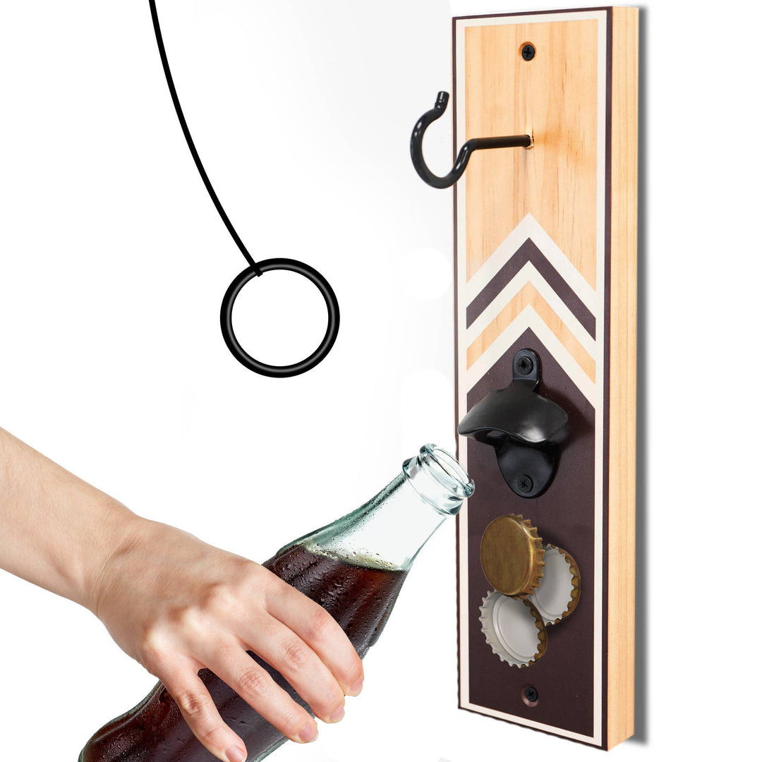 Hook &amp; Ring Toss Game For Adults (Chevron Stained)