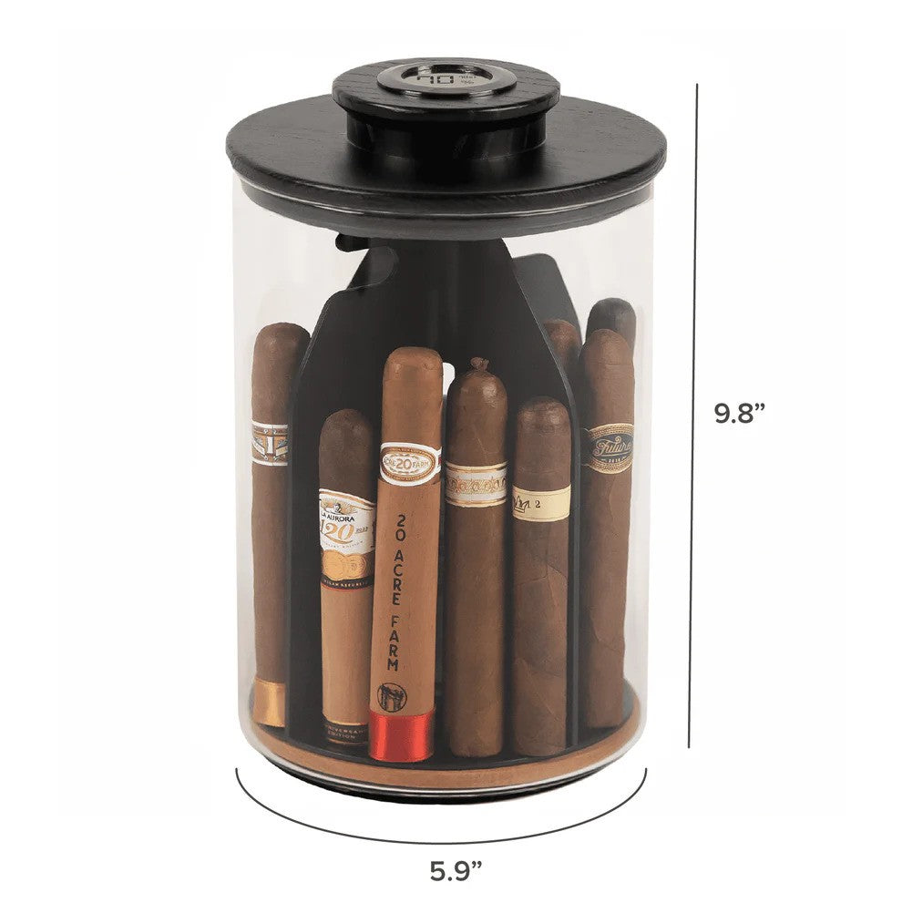 Cylinder Humidor - Glass Jar &amp; Ashwood Lid