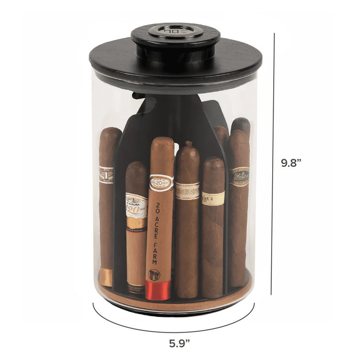 Cylinder Humidor - Glass Jar &amp; Ashwood Lid