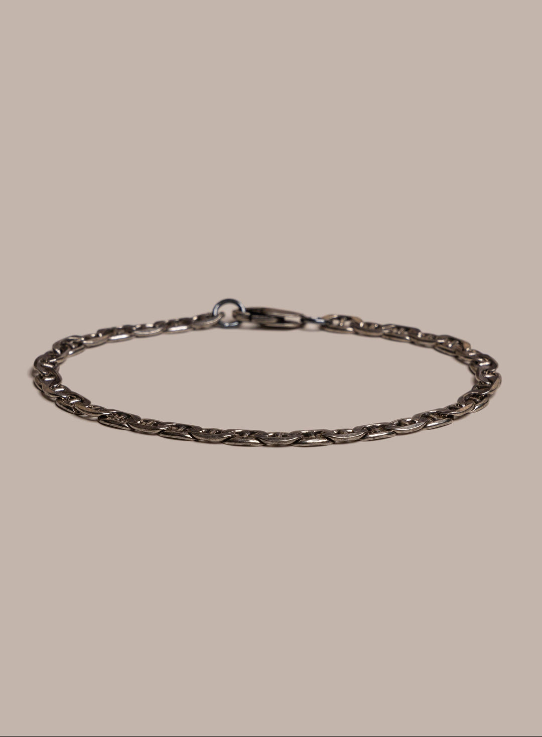 925 Oxidized Sterling Double Anchor Chain Bracelet for Men