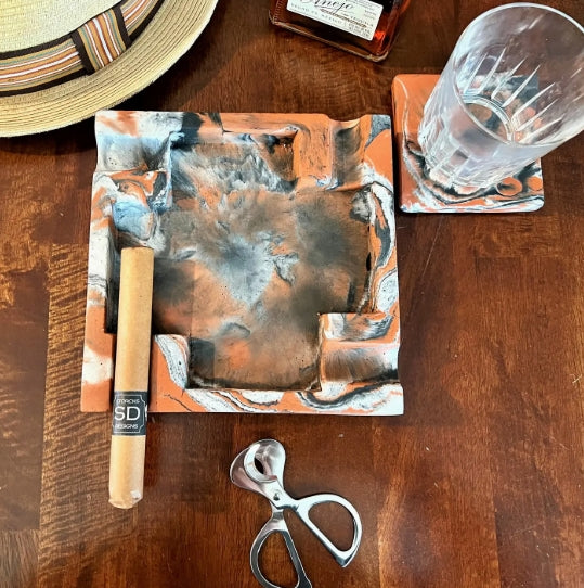 Large Concrete Cigar Ashtray - Stand &amp; Holder - Handmade