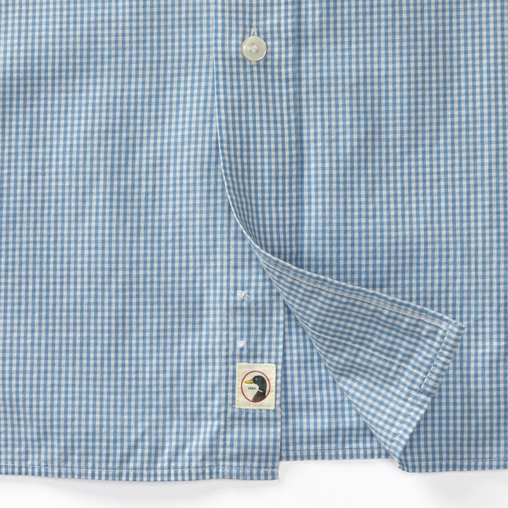 Duck Head LS Poplin Lawrence Micro Gingham Shirt - Lure Blue