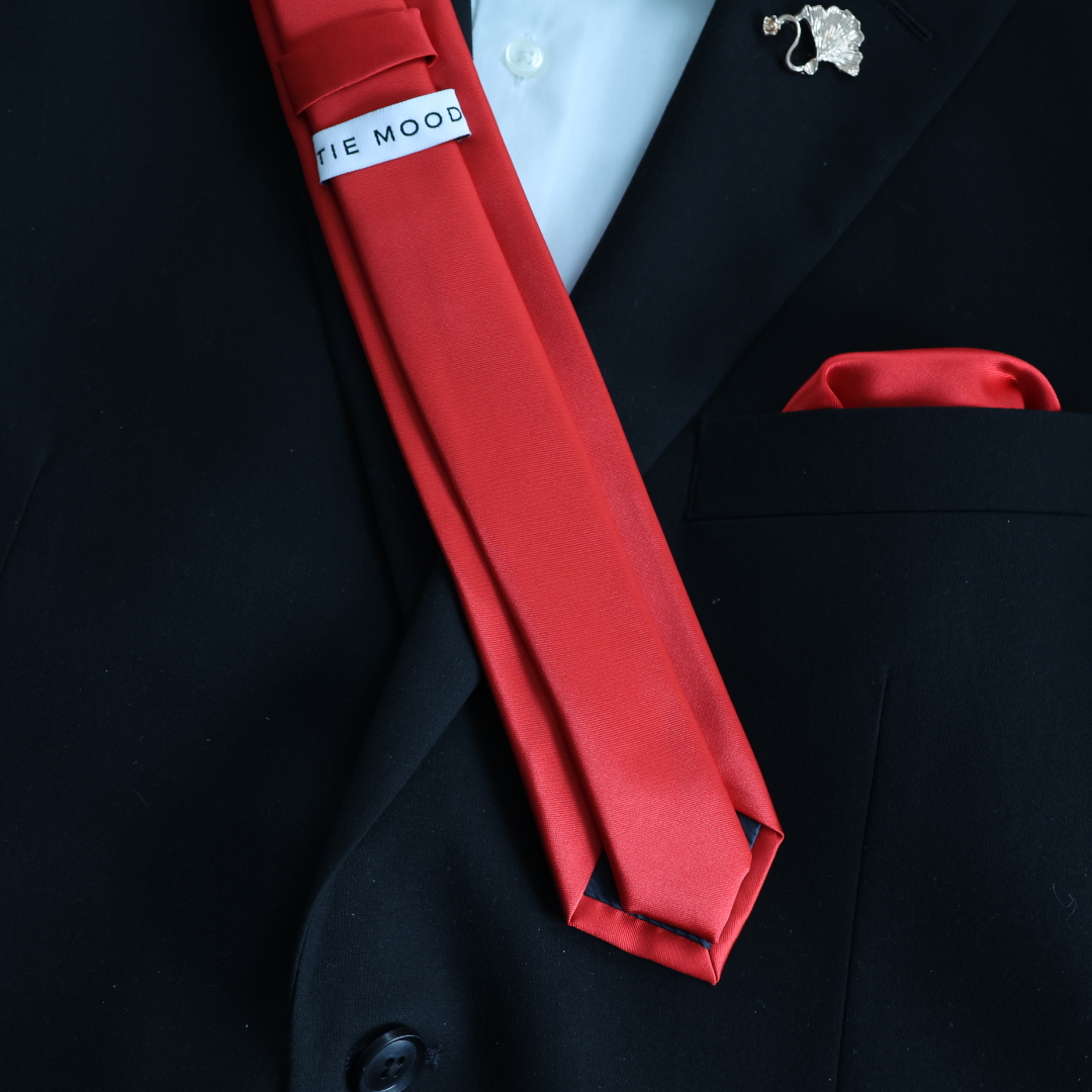 Scarlet Red Satin Skinny Tie