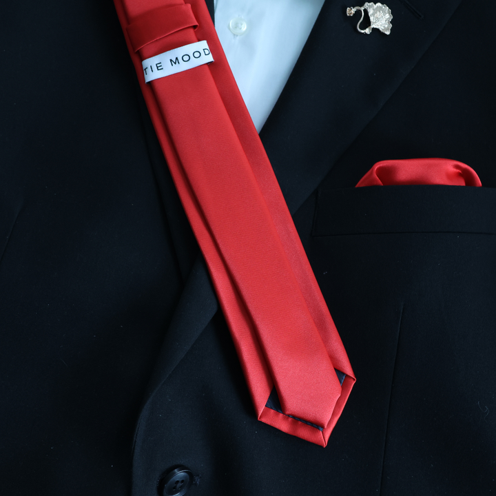 Scarlet Red Satin Skinny Tie