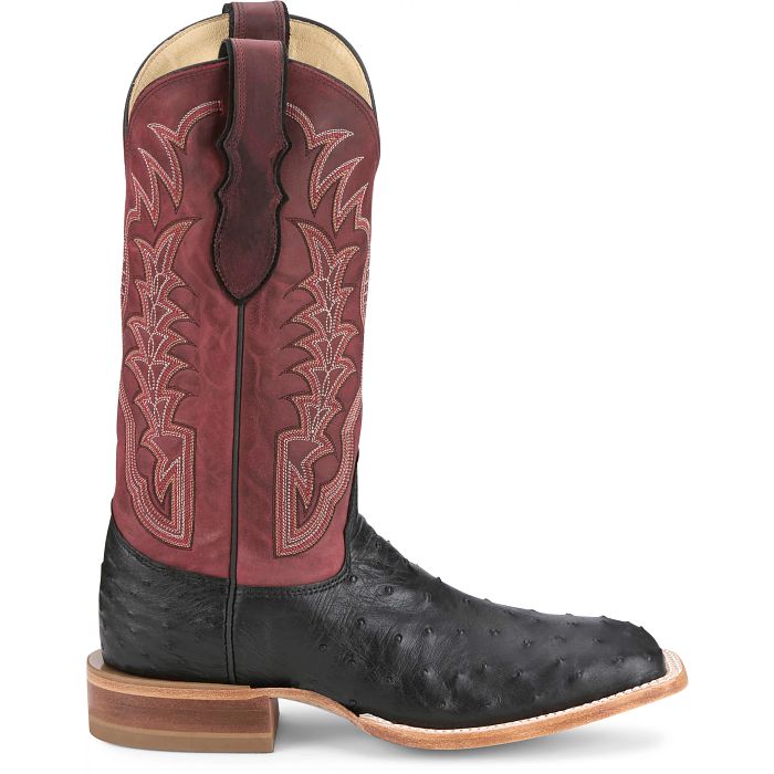 Justin - Chisolm 13" Full Quill Ostrich Boots - Shadow Black