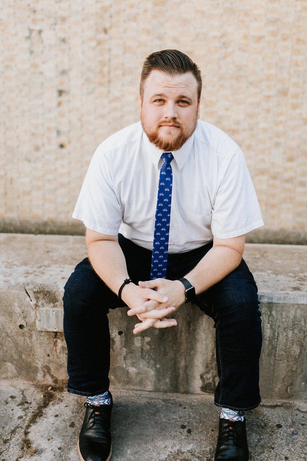 Cadence - Royal Blue Tie w/ White Bicycles