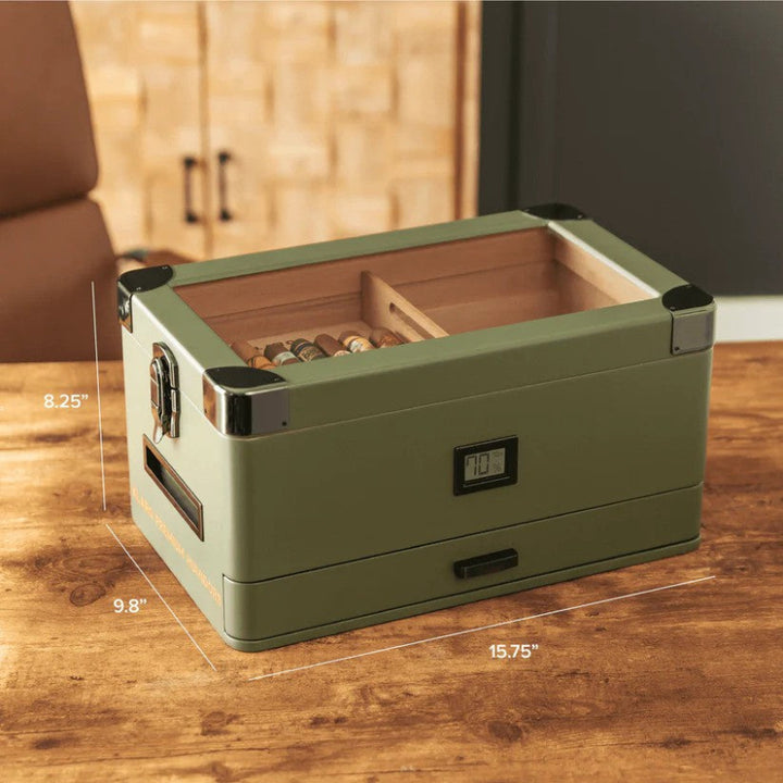 Military Glass Top Humidor 