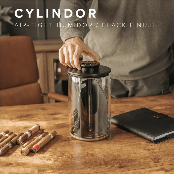 Cylinder Humidor - Glass Jar &amp; Ashwood Lid
