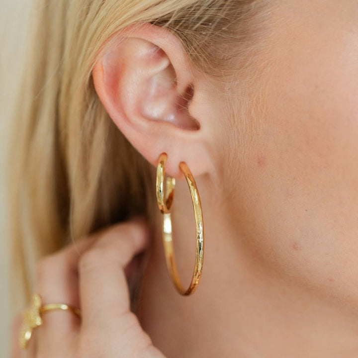 Lightly Textured Large Delicate Hoops