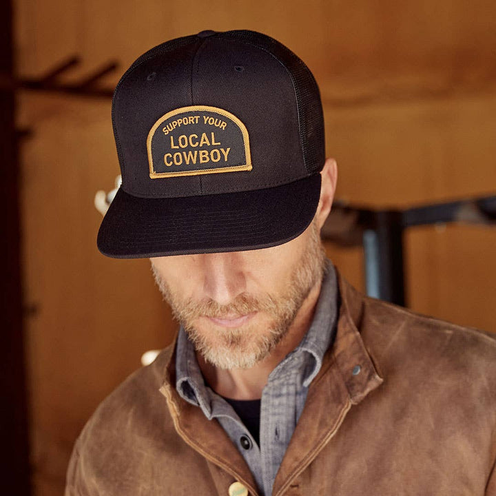 Support Your Local Cowboy Trucker Hat - Black