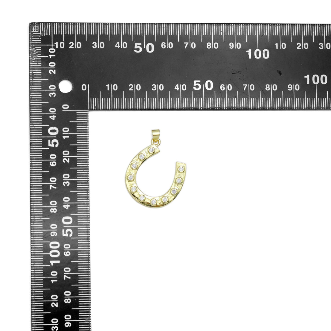 CZ Large Horseshoe U Shape Charm, Sku