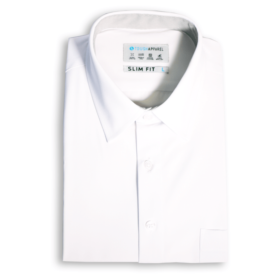 White Hustle Dress Shirt - Short Sleeve