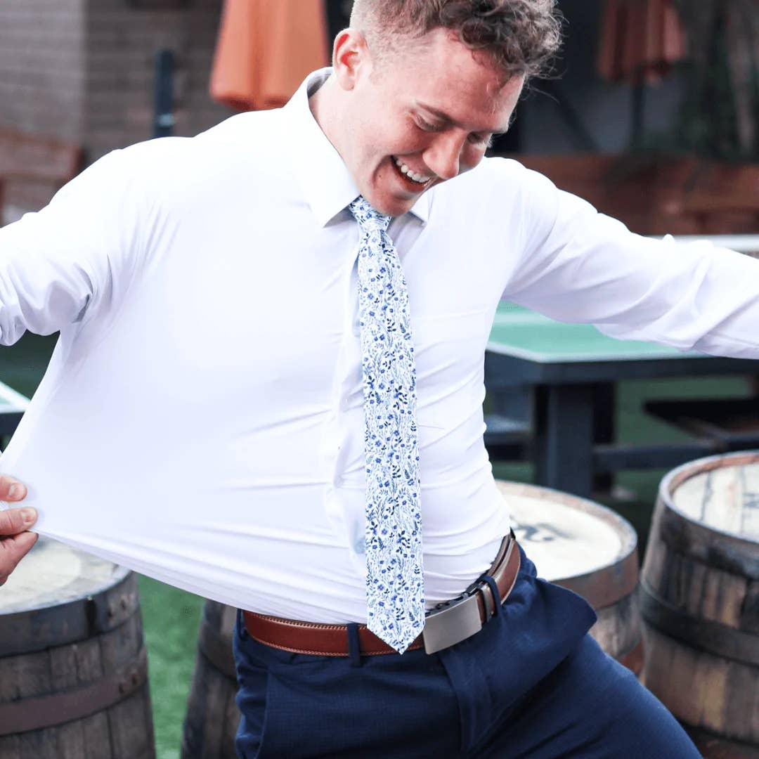 White Hustle Dress Shirt - Short Sleeve