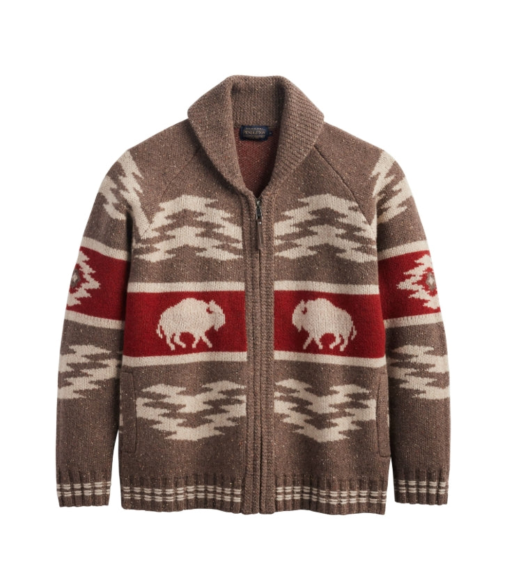 Pendleton Bison Lambswool Zip Cardigan