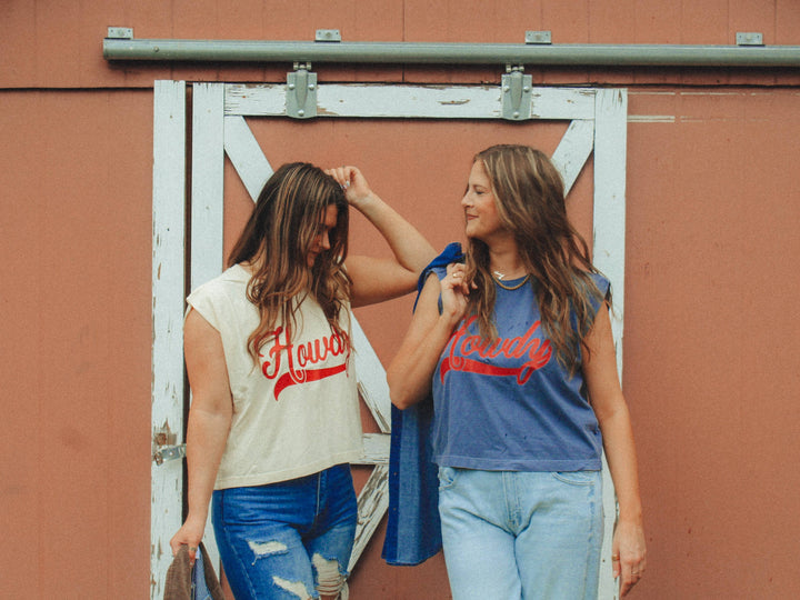 Howdy, Western Vintage Cropped Muscle Tank