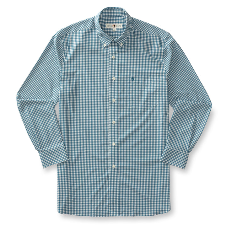 Duck Head Performance Poplin Walton Gingham Shirt - Aegean Blue
