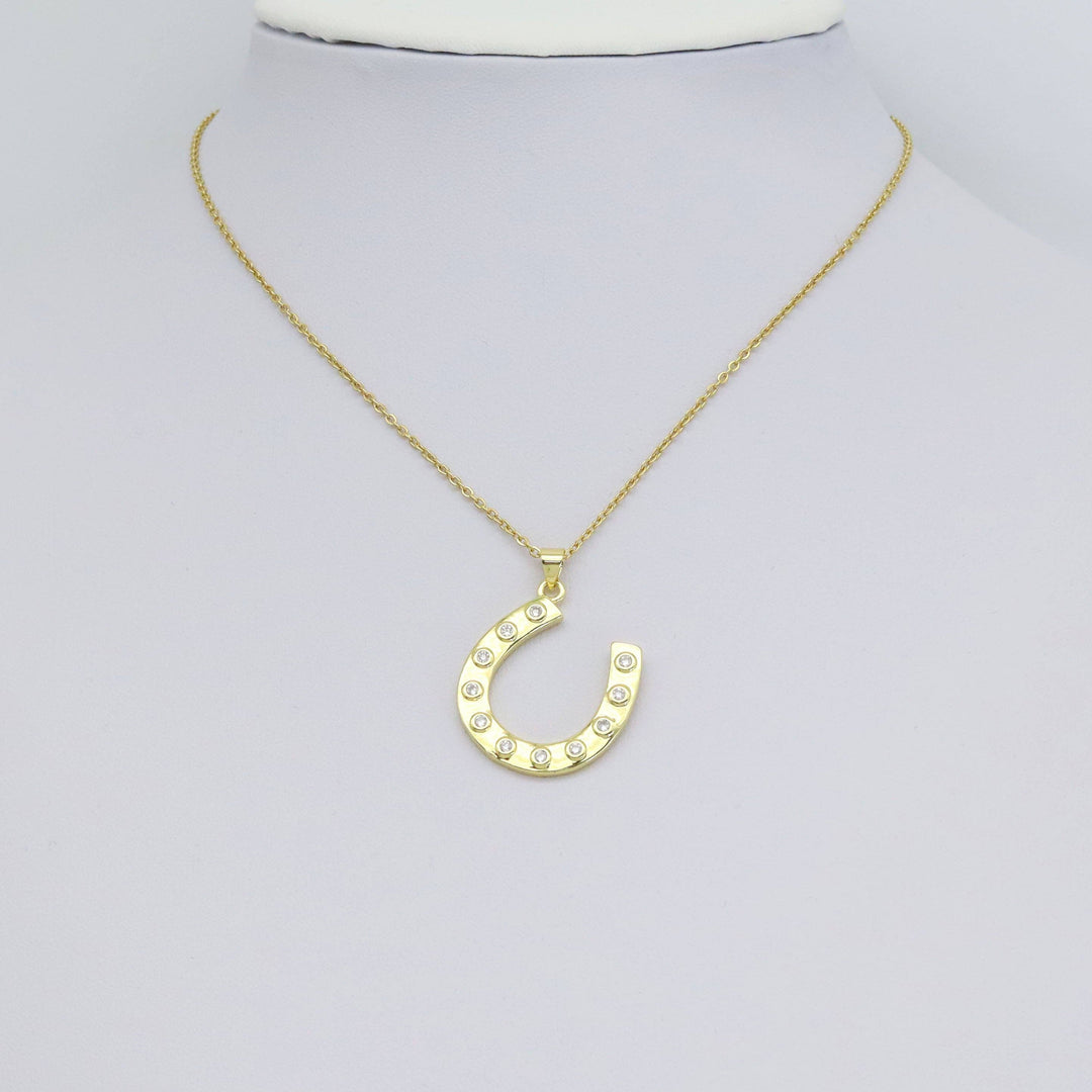 CZ Large Horseshoe U Shape Charm, Sku