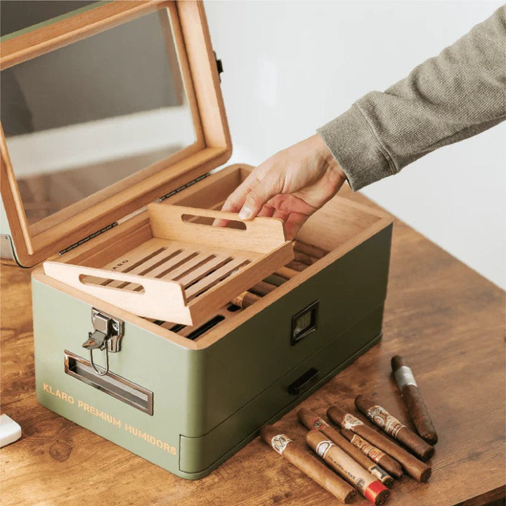 Military Glass Top Humidor 