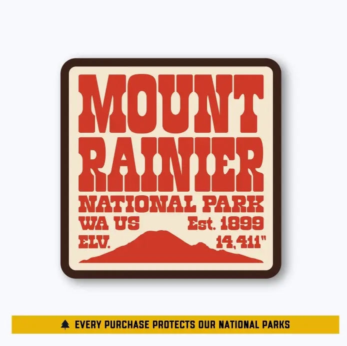Tombstone Badge Sticker - Mount Rainier National Park Vintage
